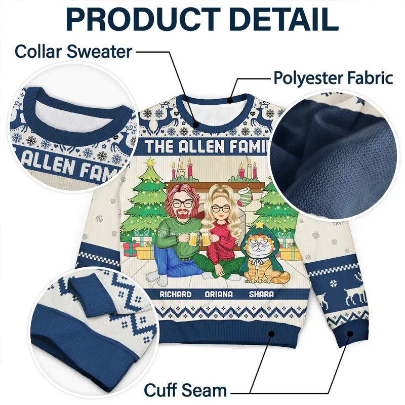 Family, Parents, Gift For Kids, Dog Lovers, Cat Lovers, Pet Lovers - Family Merry Christmas - Personalized Unisex Ugly Sweater