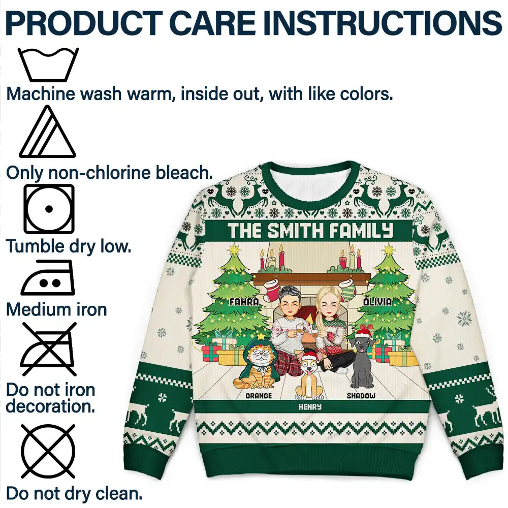 Family, Parents, Gift For Kids, Dog Lovers, Cat Lovers, Pet Lovers - Family Merry Christmas - Personalized Unisex Ugly Sweater
