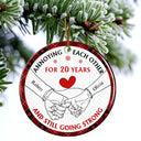 Gift For Couples - Holding Hands Old Couple Annoying Each Other - Personalized Circle Ceramic Ornament