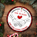 Gift For Couples - Holding Hands Old Couple Annoying Each Other - Personalized Circle Ceramic Ornament
