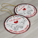 Gift For Couples - Holding Hands Old Couple Annoying Each Other - Personalized Circle Ceramic Ornament