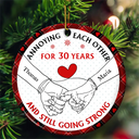 Gift For Couples - Holding Hands Old Couple Annoying Each Other - Personalized Circle Ceramic Ornament