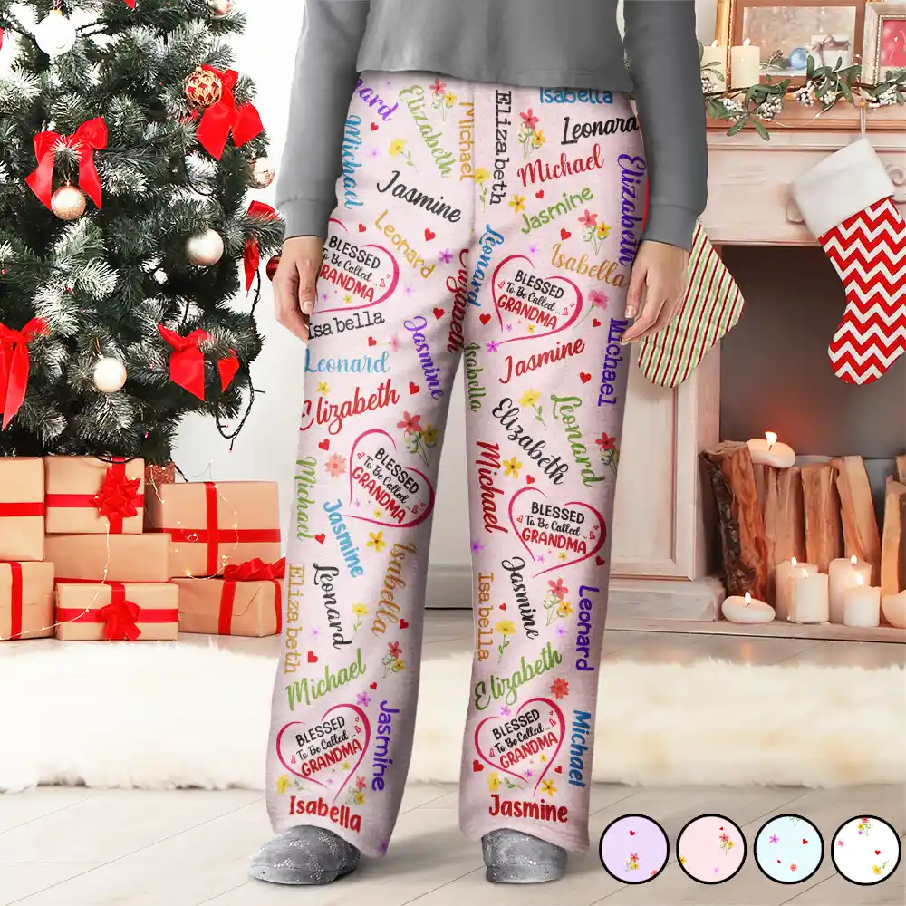 Blessed To Be Called Grandma Nana Personalized Pajama Pants Wander Prints