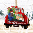 Gift For Couples - Side Sitting Couple You And Me And The World To See - Personalized Custom Shaped Wooden Ornament