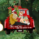 Gift For Couples - Side Sitting Couple You And Me And The World To See - Personalized Custom Shaped Wooden Ornament