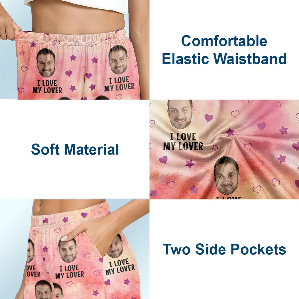 Gift For Couples, Gift For Husband, Gift For Wife ,Gift For Boyfriend, Gift For Girlfriend - Custom Photo Funny I Love My Lover - Personalized Pajama Shorts