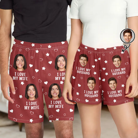 Photo personnalisée drôle « J'aime mon amoureux » - Short de pyjama personnalisé 