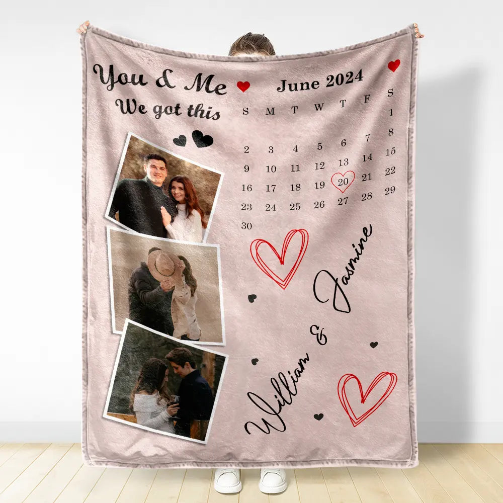 Gift For Couples,Gift For Husband,Gift For Wife,Custom Photo,Love - Custom Photo Calendar Couple The Day Our Journey Began - Personalized Fleece Blanket, Sherpa Blanket