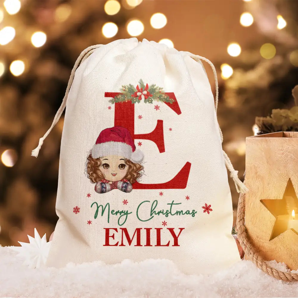 Monogram Name Merry Christmas - Personalized Favor Bag