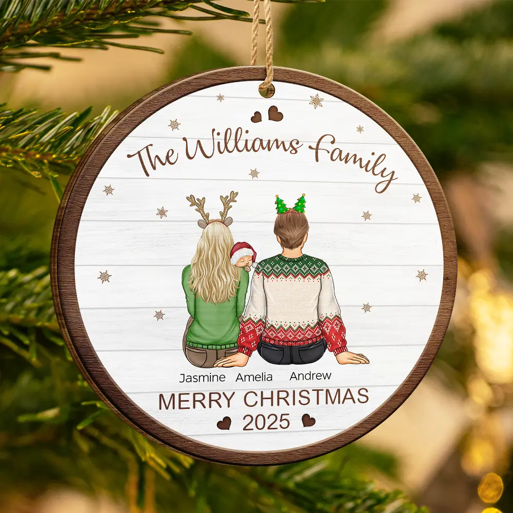 Family, Parents, Gift For Kids, Pet Lovers, Dog Lovers, Cat Lovers - Merry Christmas Family With Pets - Personalized Custom Shaped Wooden Ornament
