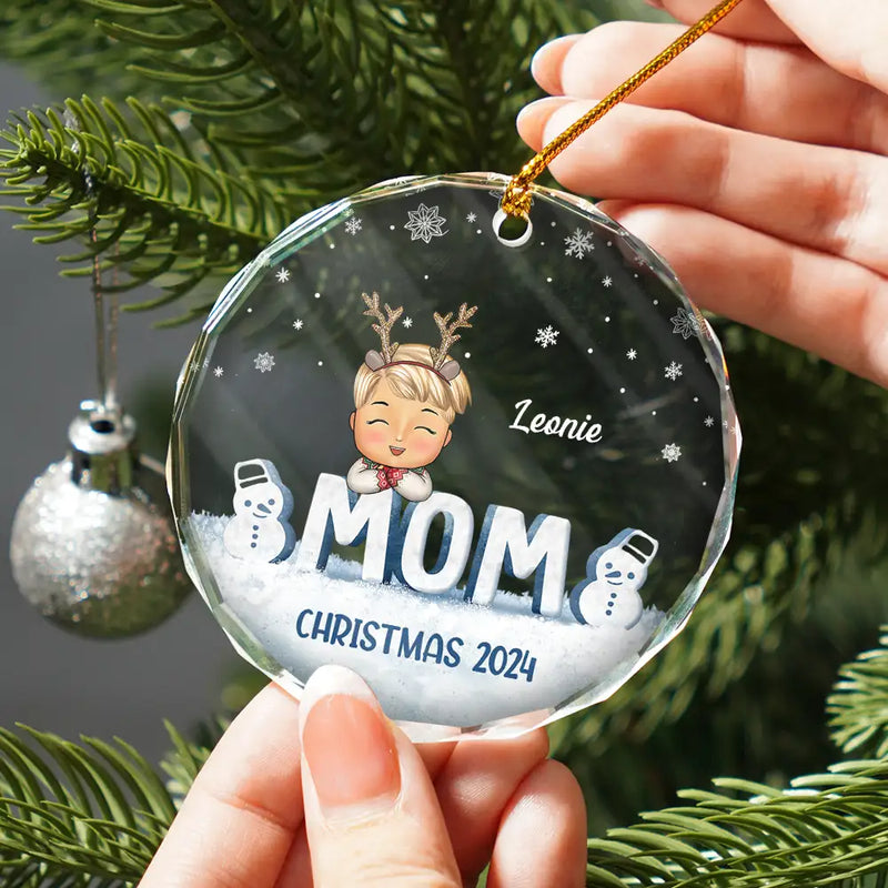 Family, Gift For Grandparents - Nana Papa Grandkids Christmas Grandparents - Personalized Circle Glass Ornament