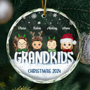 Family, Gift For Grandparents - Nana Papa Grandkids Christmas Grandparents - Personalized Circle Glass Ornament