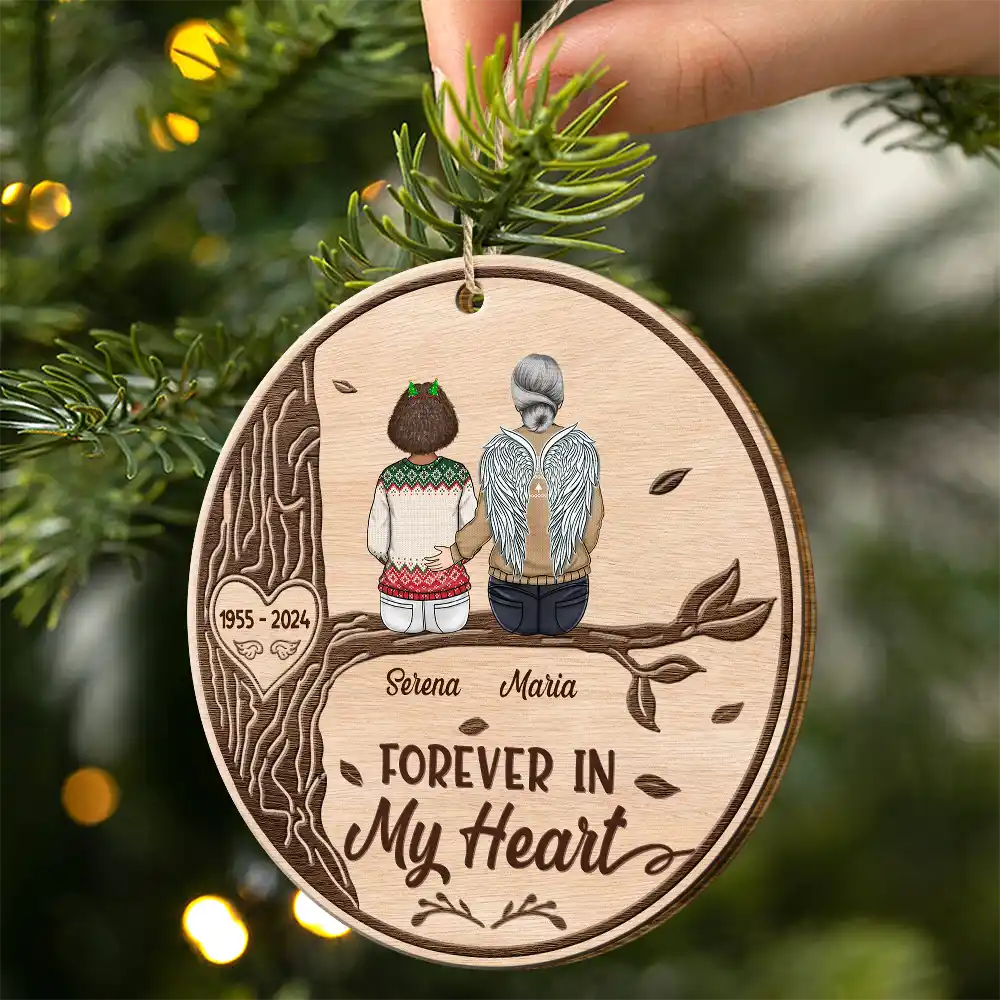 Family - I Am Always With You Sitting On The Tree - Personalized Custom Shaped Wooden Ornament