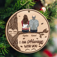 Family - I Am Always With You Sitting On The Tree - Personalized Custom Shaped Wooden Ornament