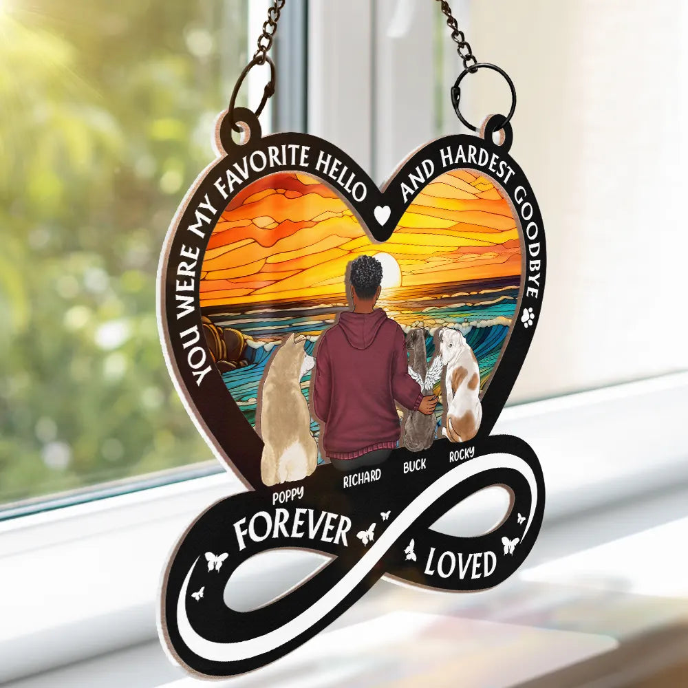 Memorial, Pet Lovers, Dog Lovers, Cat Lovers - You Left Paw Prints In My Heart - Personalized Window Hanging Suncatcher Ornament
