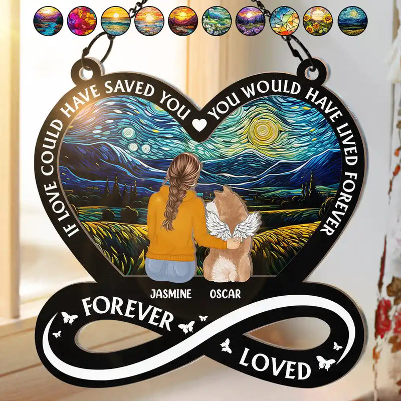 Memorial, Pet Lovers, Dog Lovers, Cat Lovers - You Left Paw Prints In My Heart - Personalized Window Hanging Suncatcher Ornament