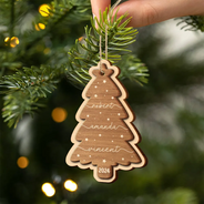 Sapin de Noël personnalisé avec nom de famille - Décoration en bois à 2 couches 