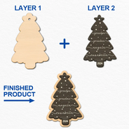 Sapin de Noël personnalisé avec nom de famille - Décoration en bois à 2 couches 