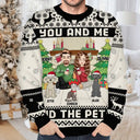 Christmas,Gift For Couples,Pet Lovers,Dog Lovers,Cat Lovers,Happy - You And Me And The Pets - Personalized Unisex Ugly Sweater