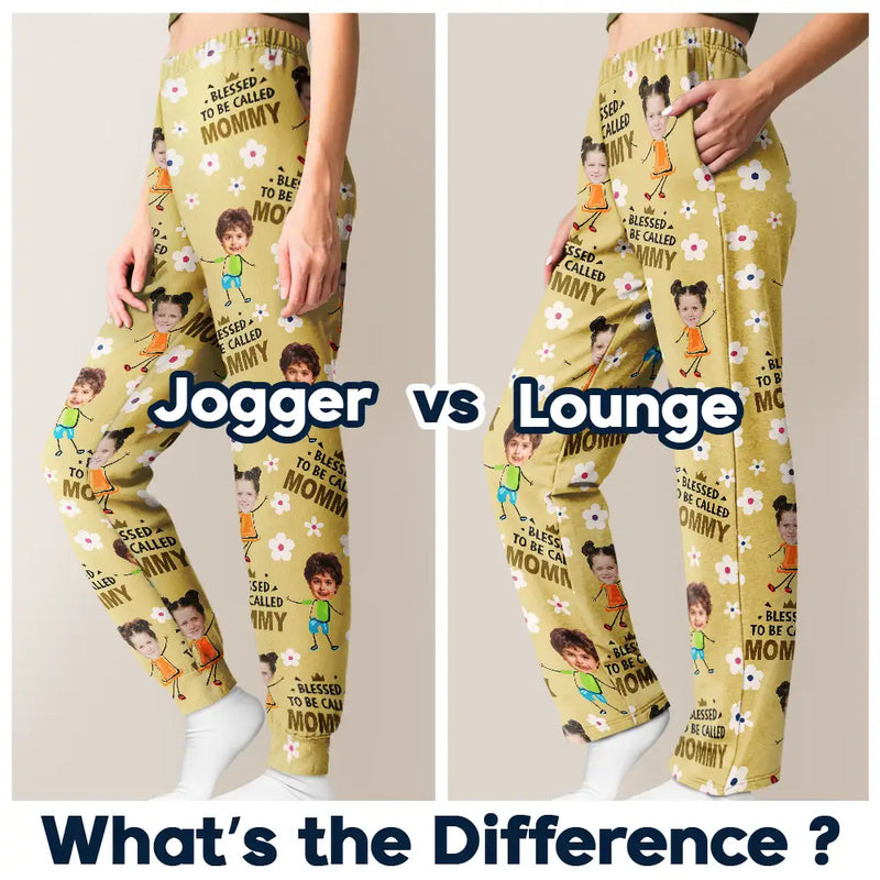 Gift For Grandma, Gift For Mother - Custom Photo Bless To Be Called Grandma Nana Flower Pattern - Personalized Pajama Pants