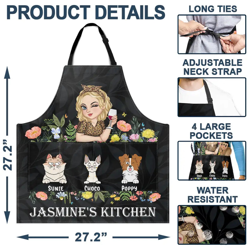 Gift For Grandma, Gift For Mother - Woman Kitchen With Pets - Personalized Apron
