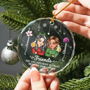 Christmas,Gift For Bestie,Gift For Sisters,Happy - Birth Month Flower It Takes A Long Time To Grow An Old Friend - Personalized Circle Glass Ornament