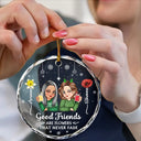 Christmas,Gift For Bestie,Gift For Sisters,Happy - Birth Month Flower It Takes A Long Time To Grow An Old Friend - Personalized Circle Glass Ornament