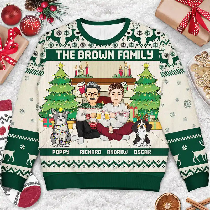 Christmas,Family,Happy,LGBT,Pet Lovers,Dog Lovers,Cat Lovers - Merry Christmas Family - Personalized Unisex Ugly Sweater
