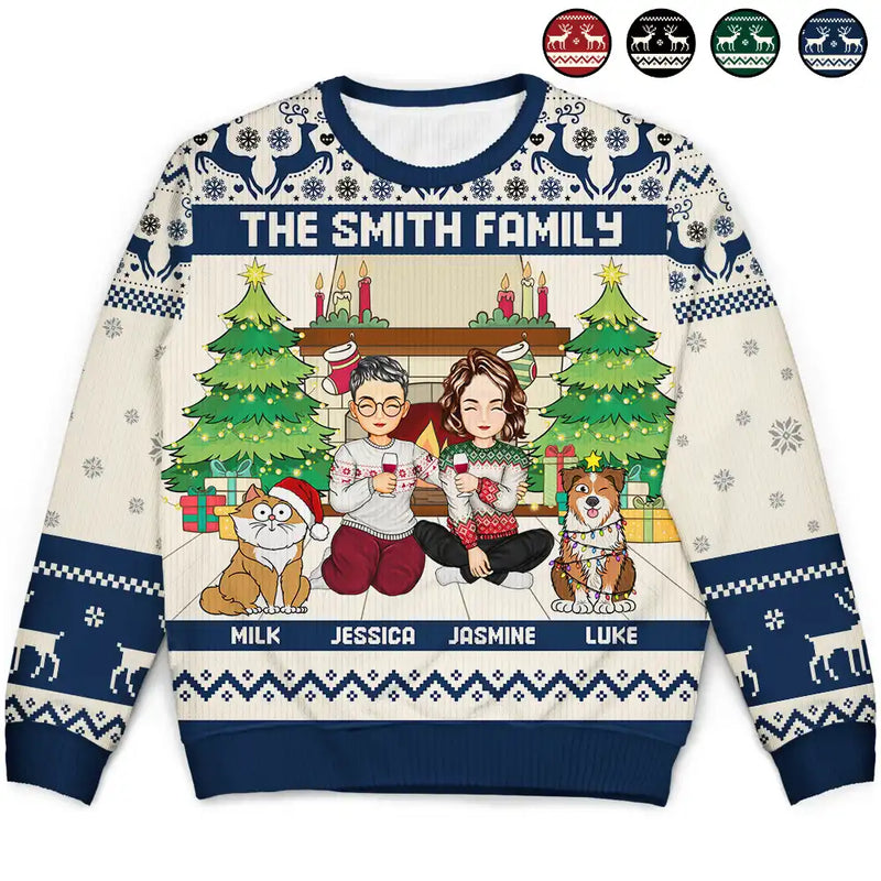 Christmas,Family,Happy,LGBT,Pet Lovers,Dog Lovers,Cat Lovers - Merry Christmas Family - Personalized Unisex Ugly Sweater