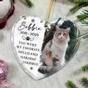 Christmas,Custom Photo,Memorial,Pet Lovers,Dog Lovers,Cat Lovers,Sad - Custom Photo Memorial Missed Beyond Words - Personalized Heart Shaped Glass Ornament
