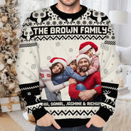 Christmas,Family,Parents,Gift For Kids,Custom Photo,Happy - Custom Photo Family Merry Christmas - Personalized Unisex Ugly Sweater