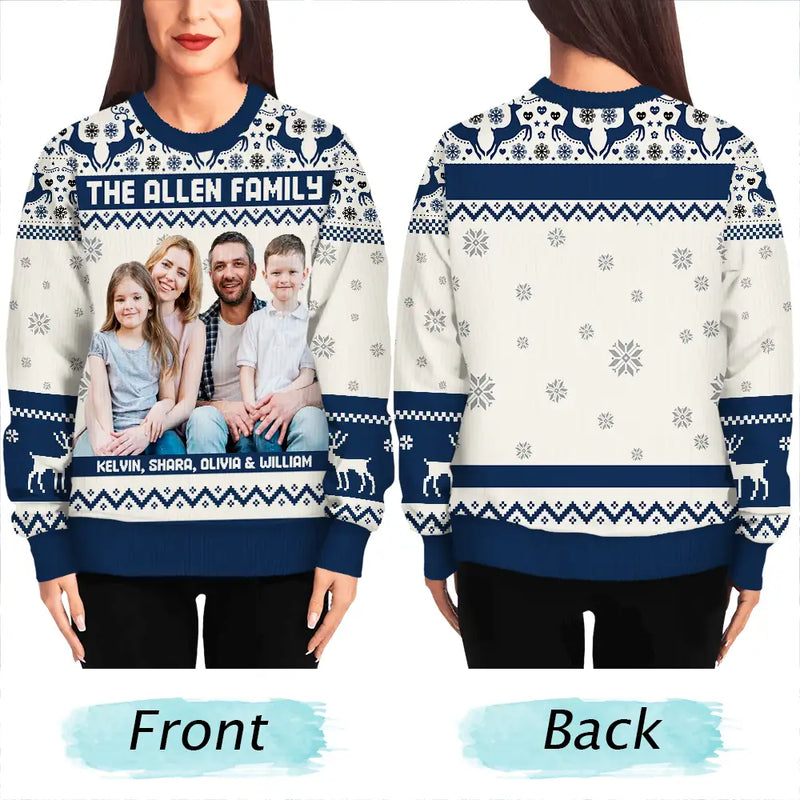 Christmas,Family,Parents,Gift For Kids,Custom Photo,Happy - Custom Photo Family Merry Christmas - Personalized Unisex Ugly Sweater