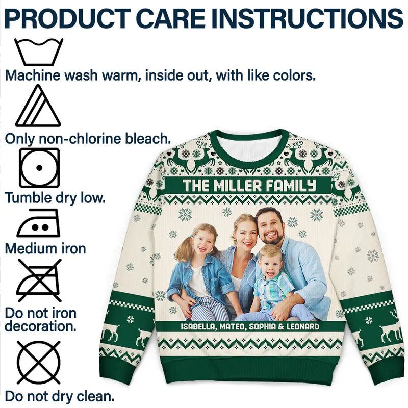 Christmas,Family,Parents,Gift For Kids,Custom Photo,Happy - Custom Photo Family Merry Christmas - Personalized Unisex Ugly Sweater