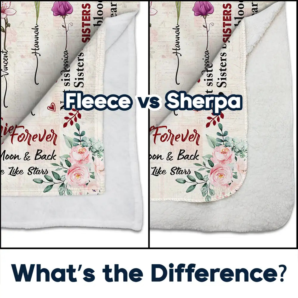 Gift For Bestie - Birth Flower Besties Connected By Heart - Personalized Fleece Blanket, Sherpa Blanket
