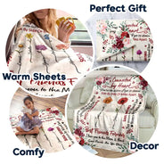 Gift For Bestie - Birth Flower Besties Connected By Heart - Personalized Fleece Blanket, Sherpa Blanket