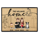 Gift For Couples,Pet Lovers,Dog Lovers,Cat Lovers,Family,Happy - Couple Home With Pet And Kid - Personalized Doormat