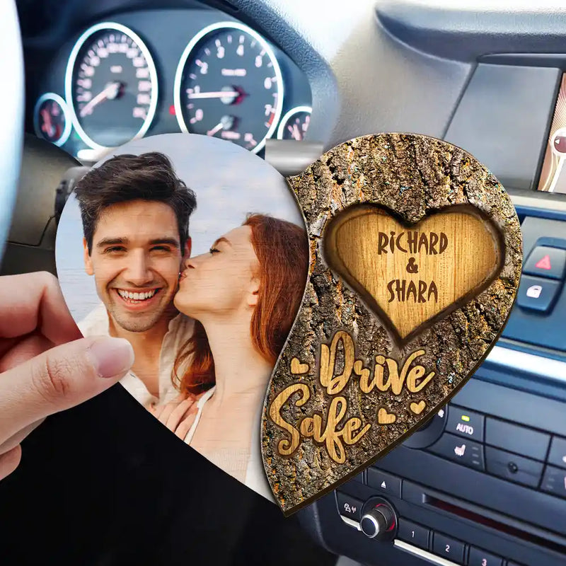 Custom Photo,Gift For Couples,Gift For Husband,Gift For Wife,Gift For Boyfriend,Gift For Girlfriend,Love - Custom Photo Drive Safe Couple Names - Personalized Custom Shaped Car Visor Clip