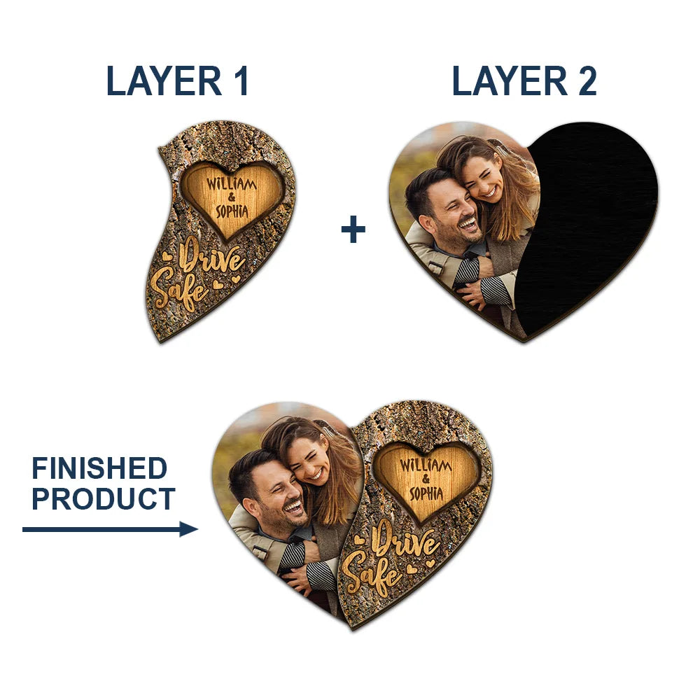 Custom Photo,Gift For Couples,Gift For Husband,Gift For Wife,Gift For Boyfriend,Gift For Girlfriend,Love - Custom Photo Drive Safe Couple Names - Personalized Custom Shaped Car Visor Clip