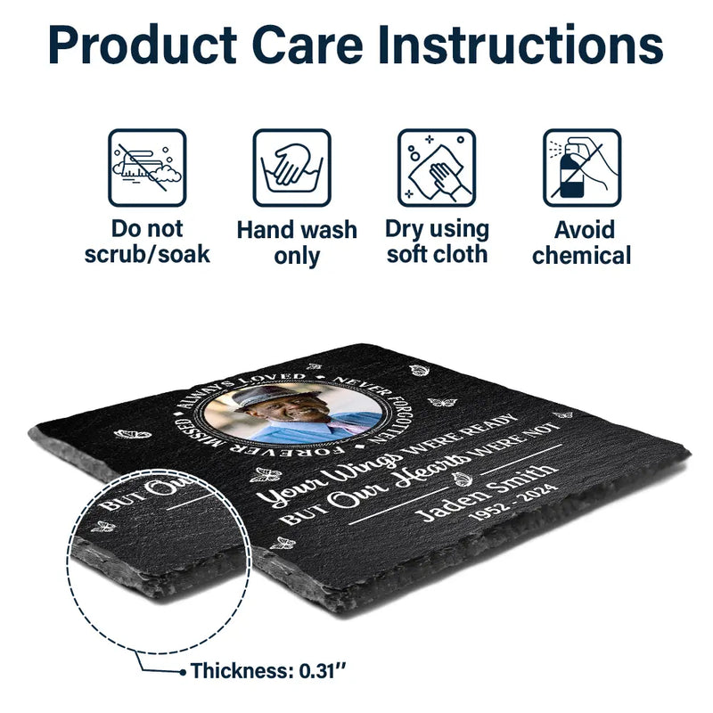 Memorial, Family, Parents - Custom Photo Memorial Always Loved Never Forgotten - Personalized Rectangle Memorial Garden Stone