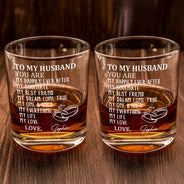 Gift For Husband, Gift For Boyfriend - To My Husband You Are My Happily Ever After - Personalized Whiskey Glass