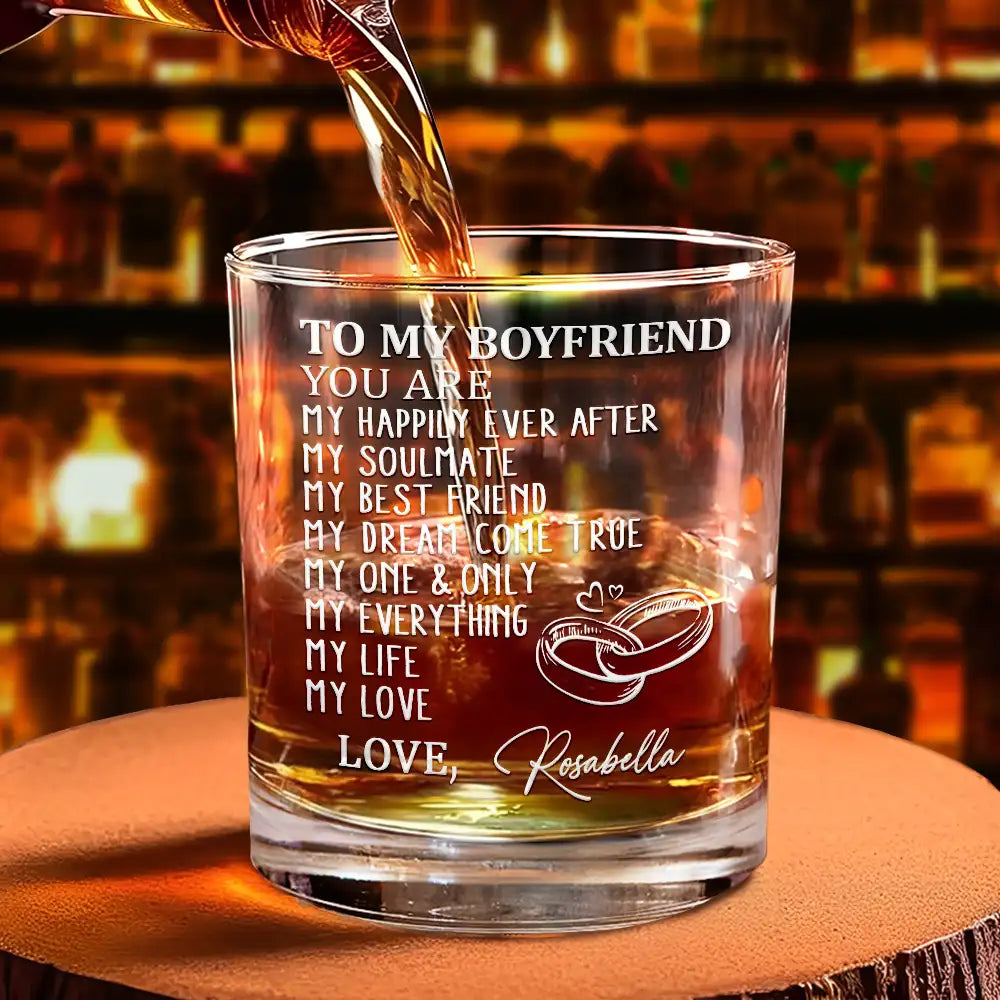Gift For Husband, Gift For Boyfriend - To My Husband You Are My Happily Ever After - Personalized Whiskey Glass