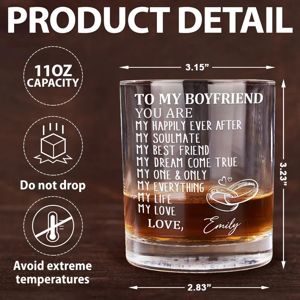 Gift For Husband, Gift For Boyfriend - To My Husband You Are My Happily Ever After - Personalized Whiskey Glass