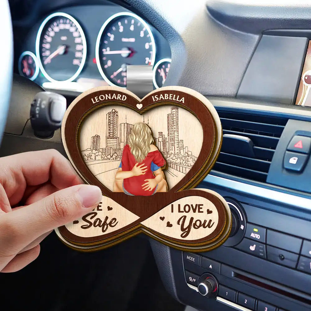 Gift For Couples, Gift For Boyfriend, Gift For Husband, Gift For Wife, Gift For Girlfriend - Couple Hugging I Love You - Personalized Custom Shaped Car Visor Clip