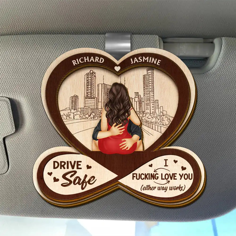 Couple Hugging I Love You - Personalized Custom Shaped Car Visor Clip