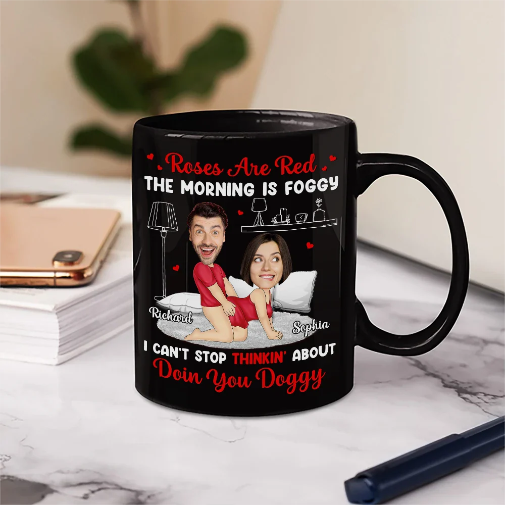 Gift For Couples,Gift For Husband,Gift For Wife,Gift For Boyfriend,Gift For Girlfriend - Custom Photo Couple Roses Are Red The Morning Is Foggy - Personalized Mug
