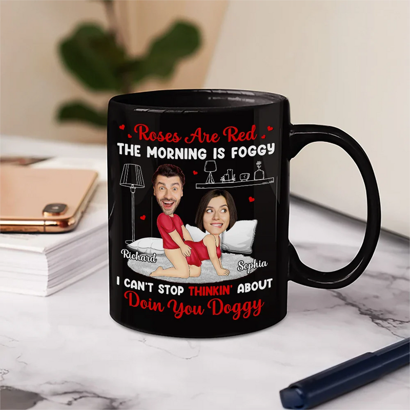 Gift For Couples,Gift For Husband,Gift For Wife,Gift For Boyfriend,Gift For Girlfriend - Custom Photo Couple Roses Are Red The Morning Is Foggy - Personalized Mug
