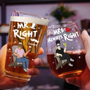Gift For Couples,Gift For Mother,Gift For Father,Happy - Couple Mr Right Mrs Always Right - Personalized Combo Wine & Beer Glass