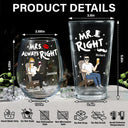 Gift For Couples,Gift For Mother,Gift For Father,Happy - Couple Mr Right Mrs Always Right - Personalized Combo Wine & Beer Glass