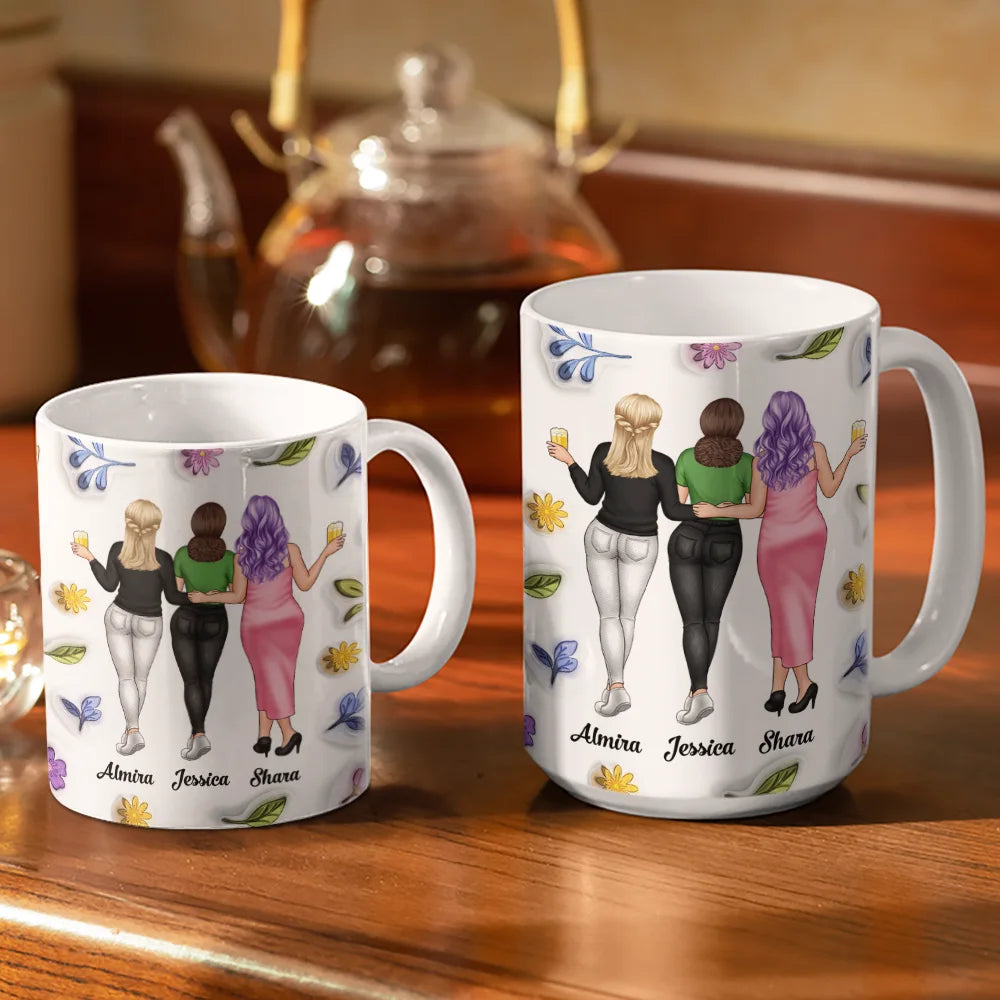 Gift For Bestie, Gift For Sisters - Right In The Kidney Besties Sisters - 3D Inflated Effect Printed Mug, Personalized White Edge-to-Edge Mug