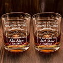 Gift For Brothers,Gift For Bestie,Gift For Sibling,Happy - Friends & Alcohol The Glue Holding This Together - Personalized Whiskey Glass